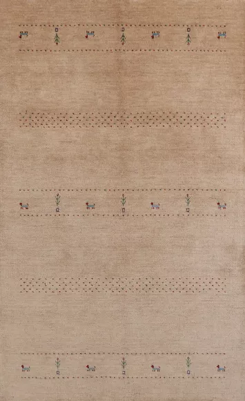 Animals Wool Camel Gabbeh Indian Area Rug 5x8