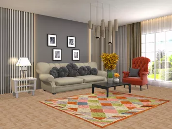 All-Over Trellis Wool Moroccan Oriental Rug 5x6