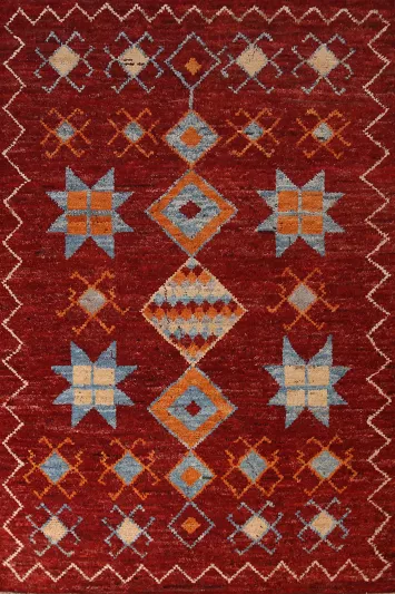 Red Geometric Moroccan Oriental Area Rug 7x10