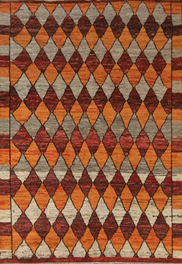 All-Over Trellis Wool Moroccan Oriental Area Rug 7x10