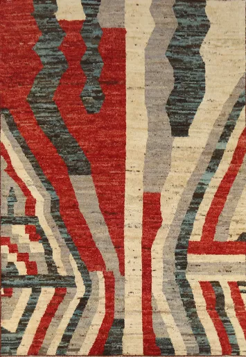 Abstract Wool Moroccan Oriental Area Rug 7x10