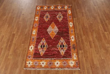 Geometric Wool Moroccan Oriental Rug 3x6