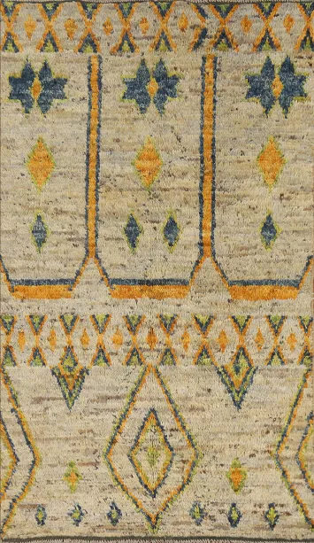 Geometric Wool Moroccan Oriental Rug 3x6
