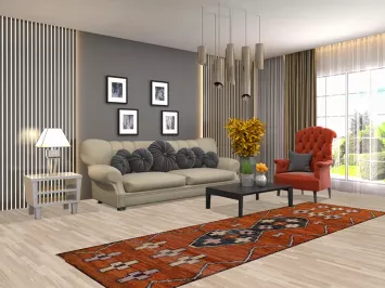 Orange Wool Moroccan Oriental Runner Rug 3x10