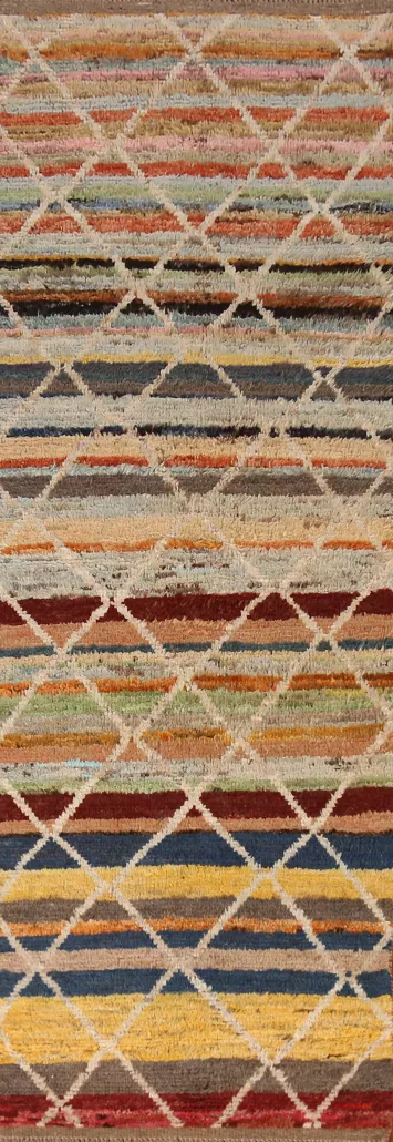 Trellis Wool Moroccan Oriental Runner Rug 3x10