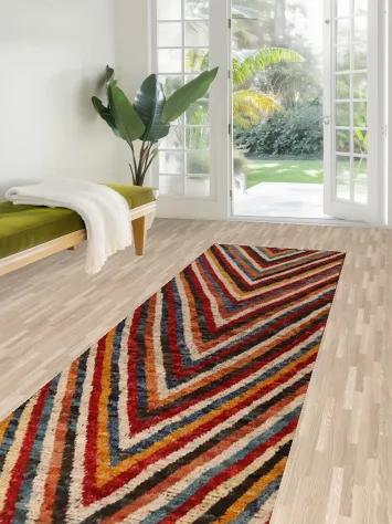 Chevron Wool Moroccan Oriental Runner Rug 3x10