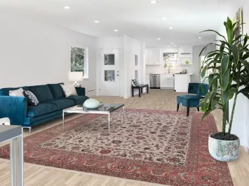 Ivory Floral Wool Kashan Oriental Area Rug 9x12