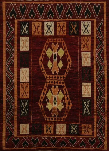 Red Geometric Moroccan Oriental Area Rug 9x10