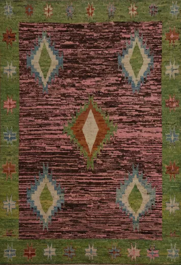 Pink Geometric Moroccan Oriental Area Rug 9x12