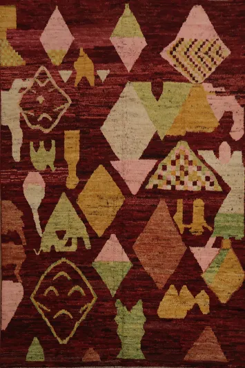 Unique Geometric and Warm Moroccan Large Area Rug 9x12
