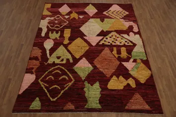 Unique Geometric and Warm Moroccan Large Area Rug 9x12