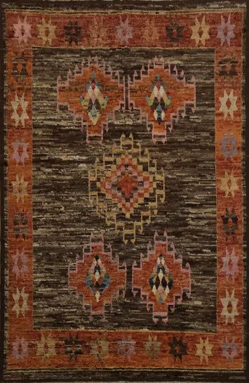 Handcrafted Moroccan Area Rug 9x13 Featuring Bold Geometric Patterns