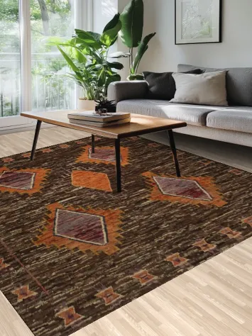 Bohemian Moroccan Area Rug 8x10 with Earthy Tones and Warm Designs