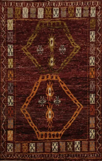 Moroccan Area Rug 7x10 in Deep Earthy Colors with Tribal Influences