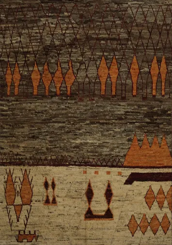 Geometric Handcrafted Moroccan Area Rug 9x10 with Earthy Patterns