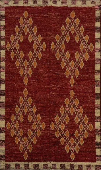 Red Geometric Moroccan Oriental Area Rug 7x10