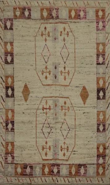 Geometric Elegance: Handcrafted Rustic Moroccan Area Rug 7x10