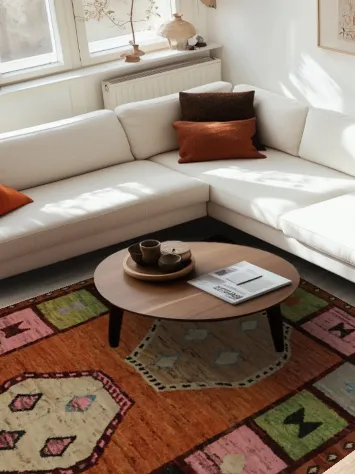 Artistic Moroccan Area Rug 7x10 with Eye-Catching Multicolored Borders