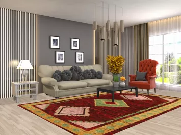 Geometric Red Moroccan Oriental Area Rug 7x10