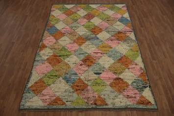 Vibrant Moroccan Area Rug 7x10 with Multicolored Geometric Patterns