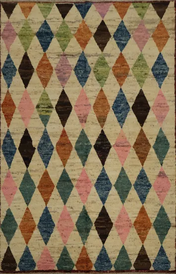 Multicolored Diamond Moroccan Area Rug 7x9 for Modern Homes