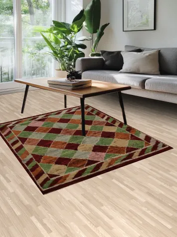 Authentic Diamond Pattern Moroccan Oriental Rug 5x6