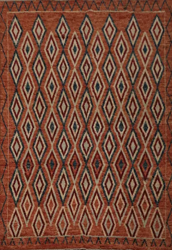 Bohemian Style Moroccan Area Rug 8x10 with Geometric Designs