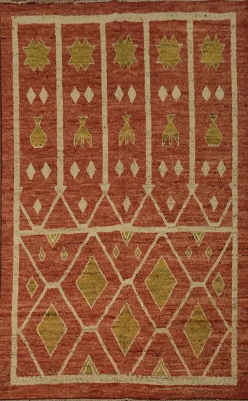 Artisan Moroccan Area Rug 7x10 with Bold Patterns in Earthy Tones
