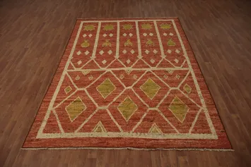 Artisan Moroccan Area Rug 7x10 with Bold Patterns in Earthy Tones
