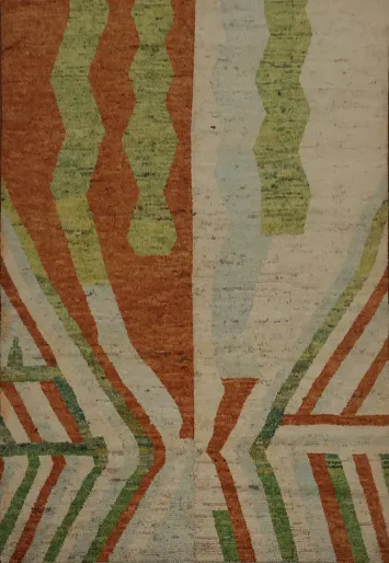 Earthy Abstract Stripes Handcrafted Moroccan Area Rug 8x10