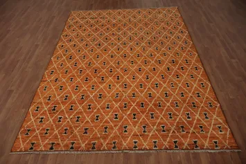 Elegant Orange Moroccan Area Rug 7x10 with Unique Patterns