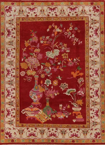 Red Floral Wool Heriz Serapi Indian Area Rug 8x10