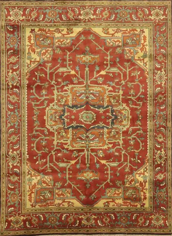 Medallion Wool Heriz Serapi Indian Area Rug 8x10