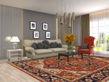 Orange Geometric Heriz Serapi Indian Area Rug 9x12