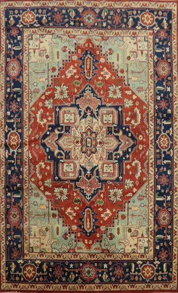 Geometric Medallion Heriz Serapi Indian Large Rug 10x14