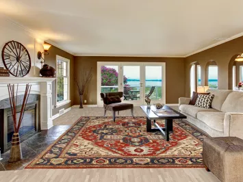 Geometric Wool Heriz Serapi Indian Large Rug 10x14