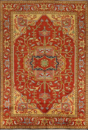 Wool Medallion Heriz Serapi Indian Area Rug 9x12