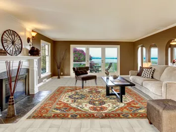 Geometric Wool Medallion Heriz Serapi Indian Area Rug 9x12