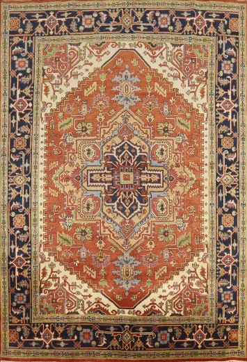 Orange Wool Heriz Serapi Indian Area Rug 8x10