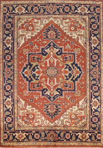 Wool Medallion Heriz Serapi Indian Area Rug 8x10