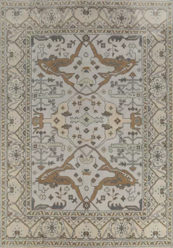 Silver Gray Wool Oushak Indian Area Rug 8x10