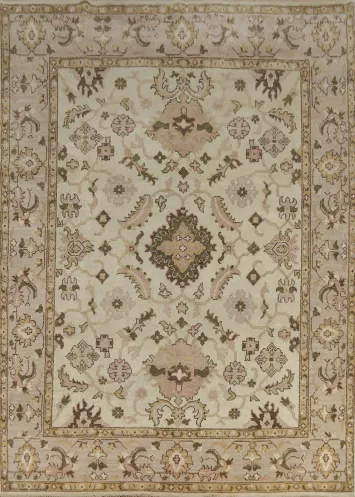 Floral Wool Handmade Oushak Indian Area Rug 8x10