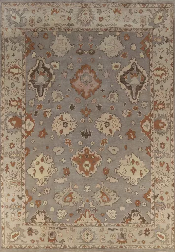 Gray Wool Handmade Oushak Indian Area Rug 9x12