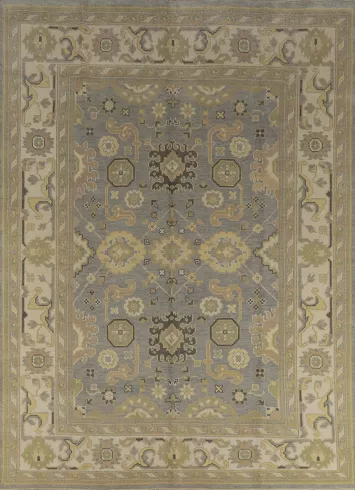 Silver Gray Wool Oushak Indian Area Rug 8x10