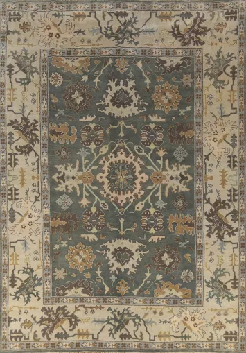 Blue Floral Oushak Indian Area Rug 9x12
