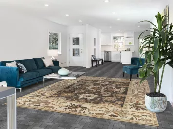 Dark Gray Floral Oushak Indian Area Rug 8x10