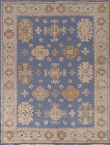 Blue Geometric Oushak Indian Area Rug 8x10