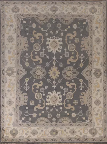 Gray Geometric Oushak Indian Area Rug 8x10