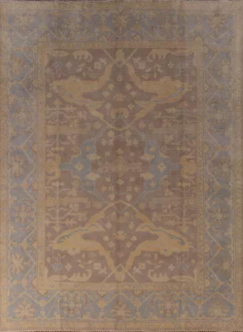 Earth Tone Brown Wool Oushak Indian Area Rug 8x10