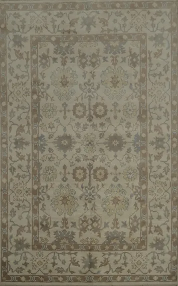 Exquisite Oushak Indian Area Rug 6x9 with Rich Earthy Color Palette